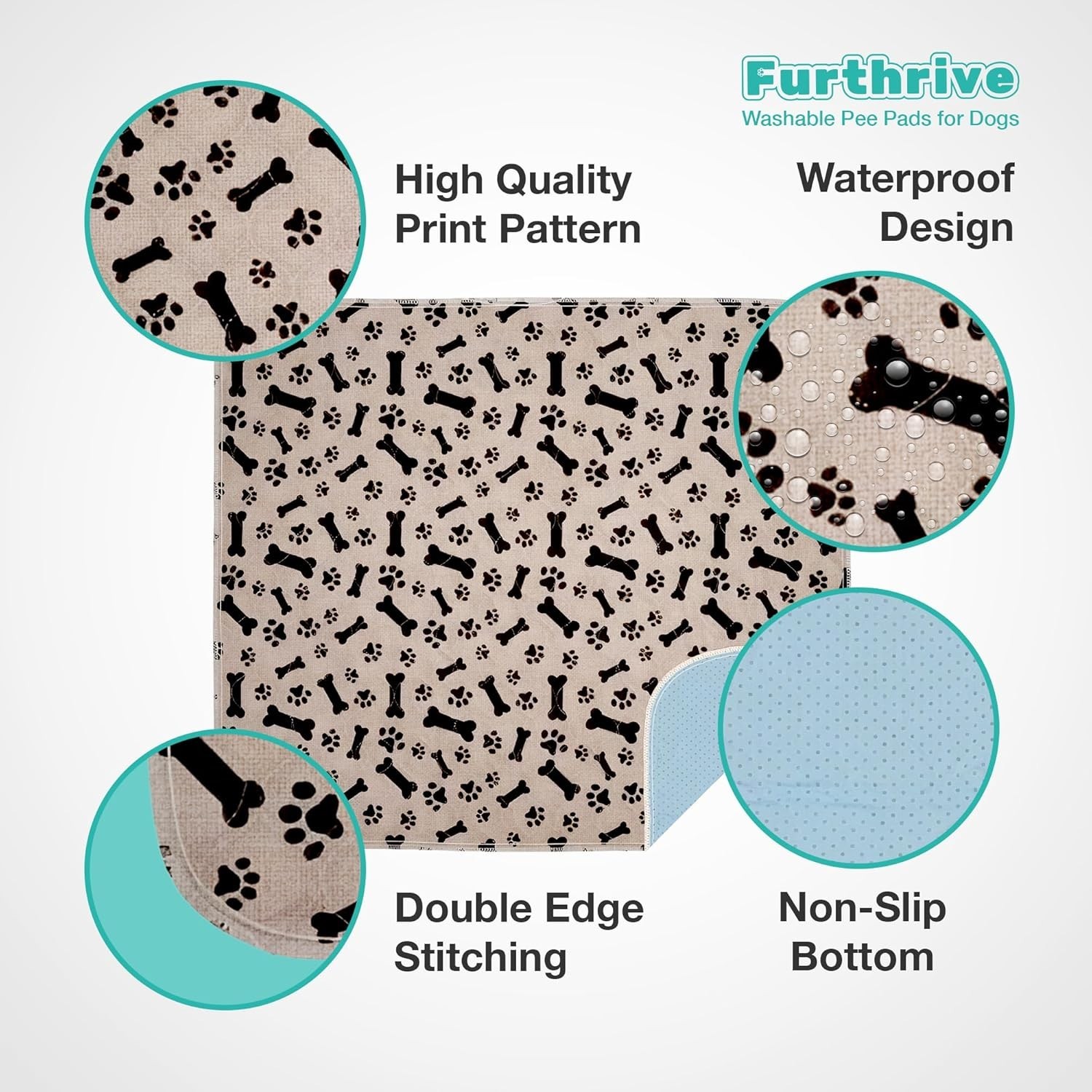 Furthrive Washable Pee Pads for Dogs with Pheromone Attraction, Reusable Puppy P