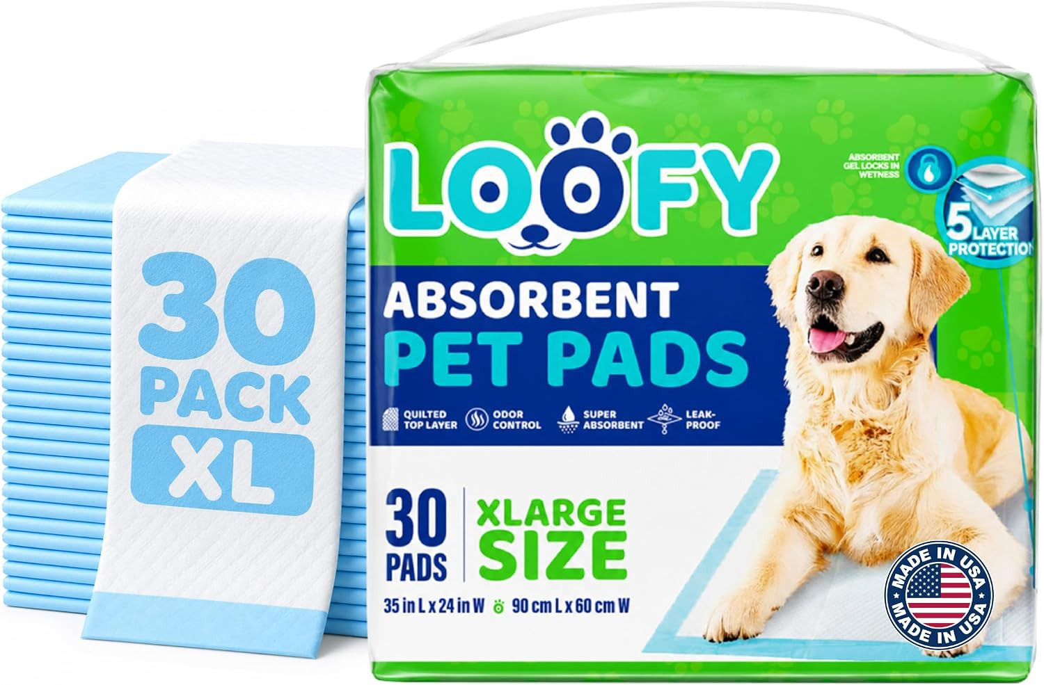 Loofy Pee Pads for Dogs, Training Pads for Dogs, Dog Training Pads, X-Large 35X2