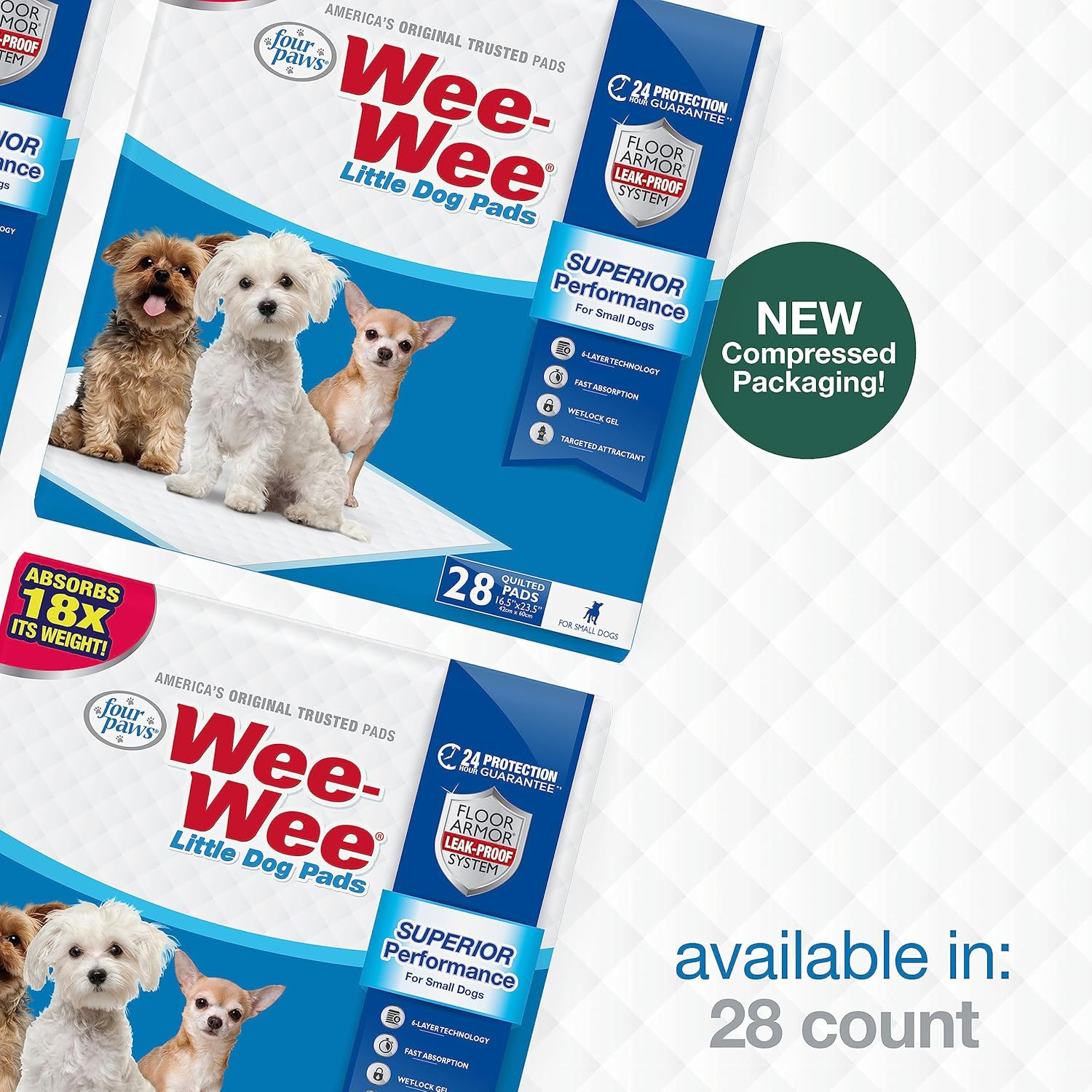 Four Paws Wee-Wee Superior Performance Unscented Little Pee Pads for Small Dogs,