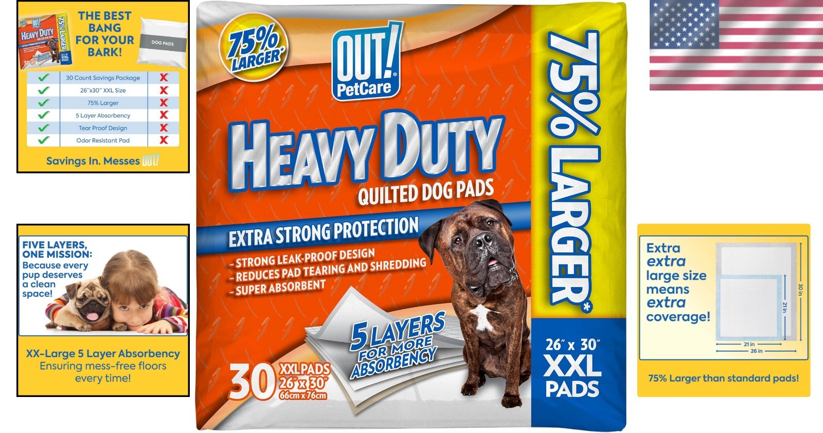 XXL Heavy Duty Dog Potty Pads – Leak Proof, 5-Layer Training Essentials 30 Count