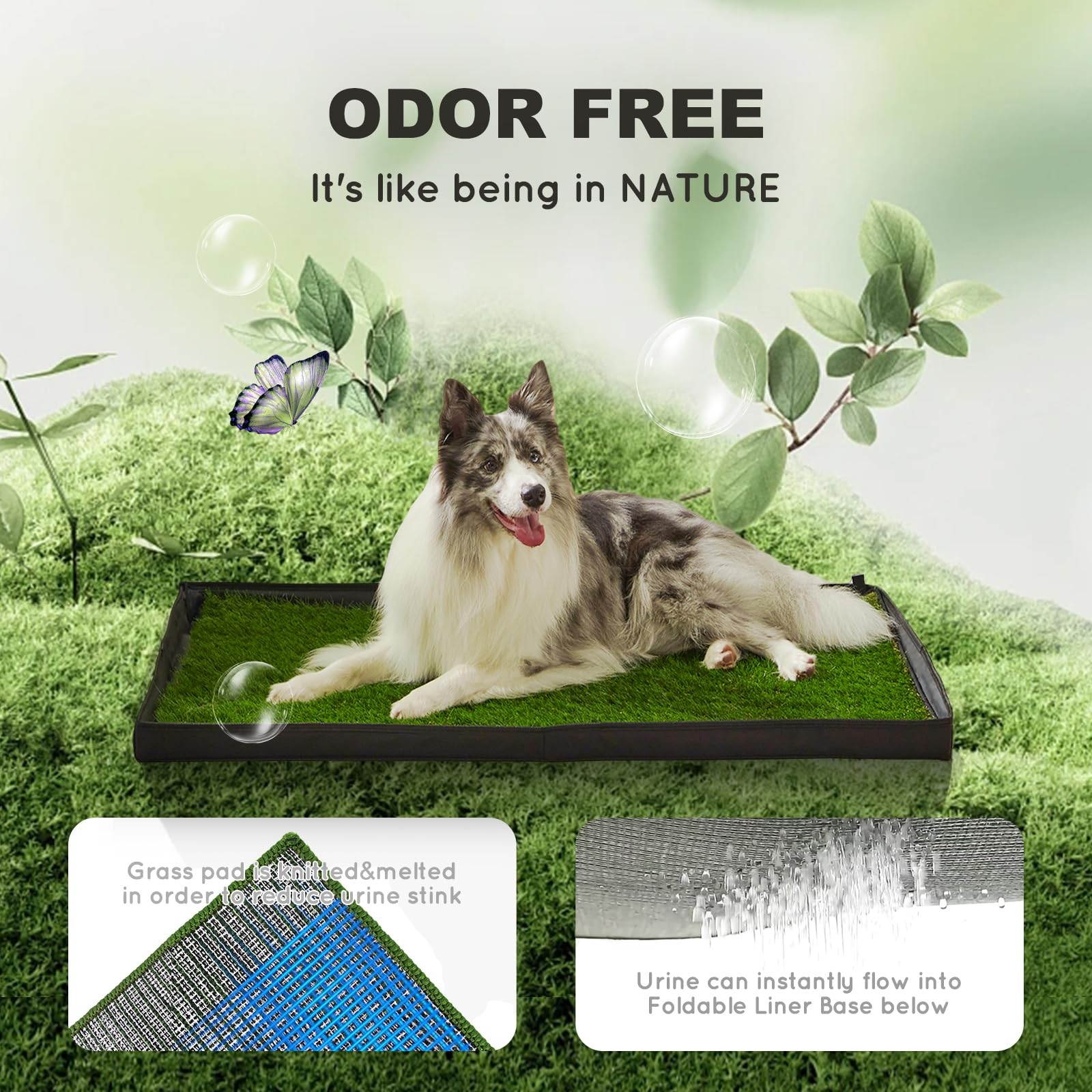 Dog Grass Pad Foldable Litter Box 2 PCS Reusable Pee Pads Potty Training