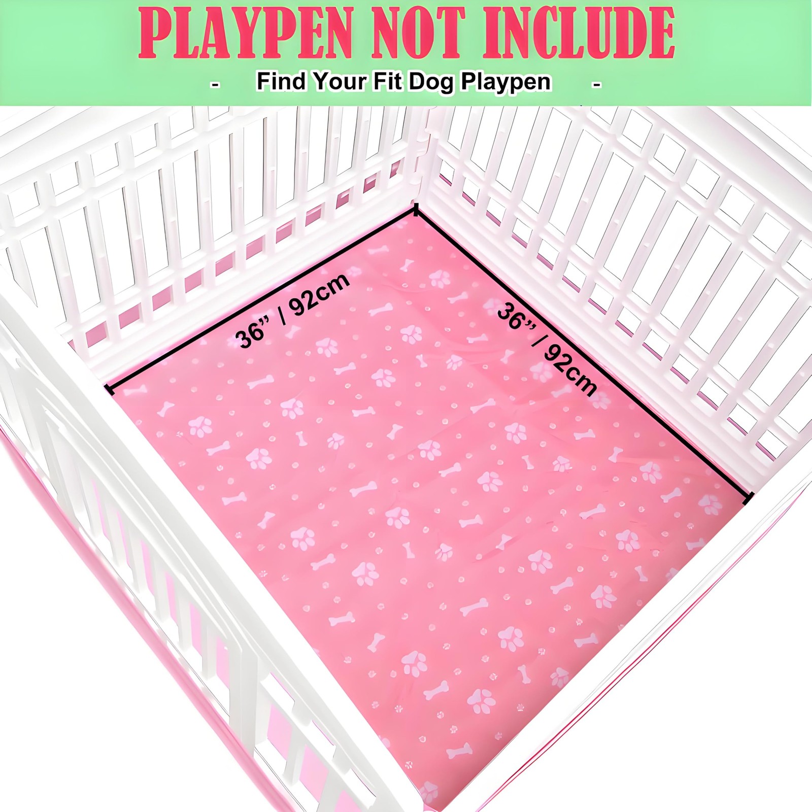 Dog Playpen Bottom Pad Mat for 36″ 4-Panel Playpens – Scratch & Chew-Resistan…