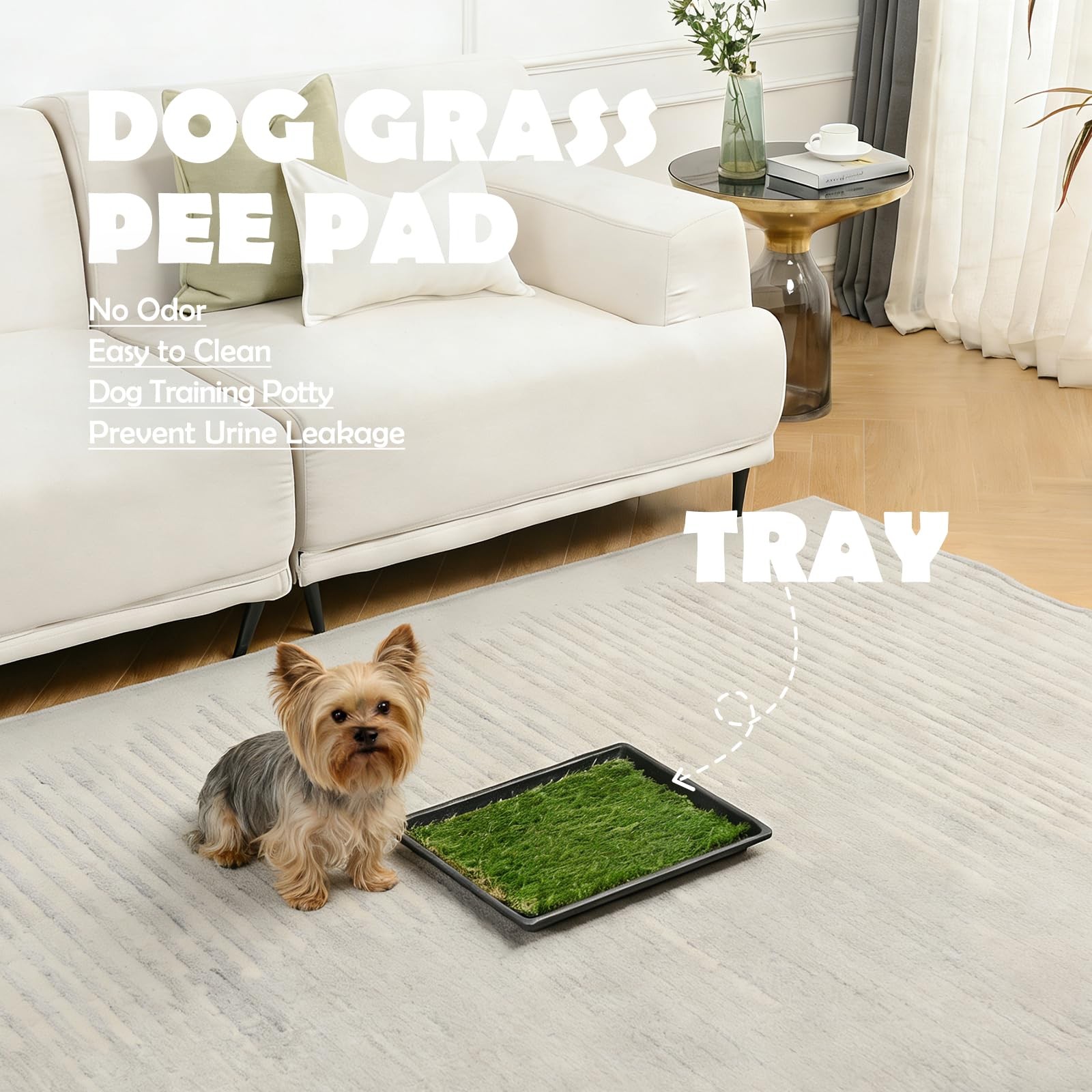 Dog Grass Pee Pads for Dogs with Tray | Extra Small 17 x 13 in for Puppy Less…