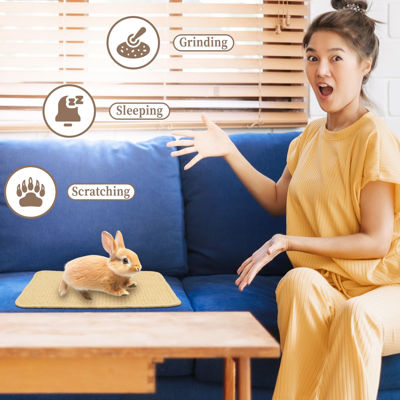 Aifong 2 Pcs Rabbit Scratch Mat 16″x12″ Natural 16″x12″, As pictures shown
