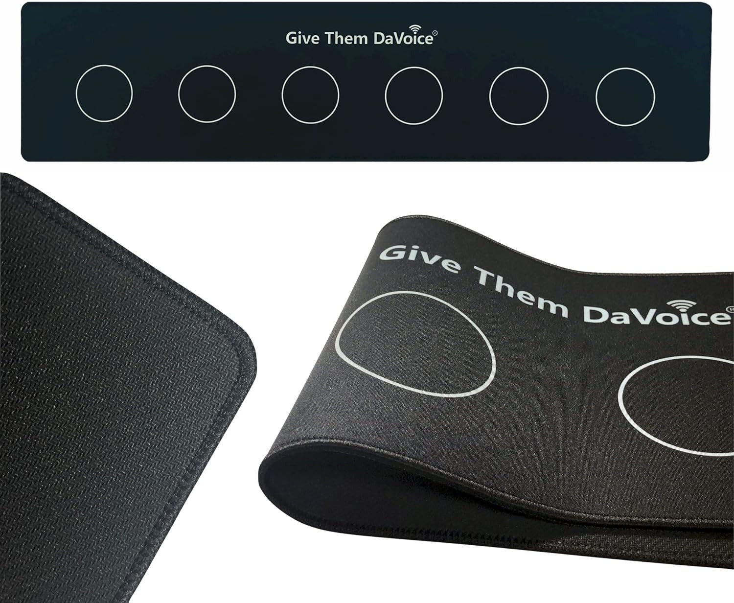 DaVoice Dog Button Mat – 6-Button Placement Pad for 8″ x 35″, Black