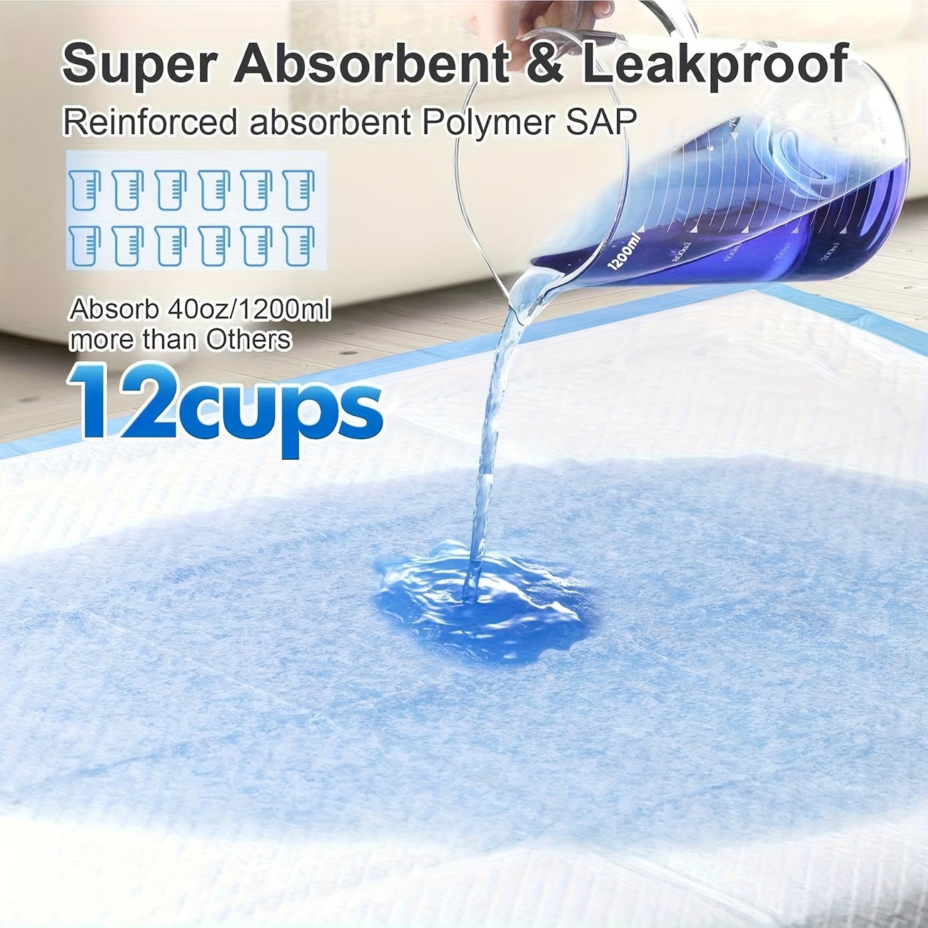 100pcs XL23.6×23.6Thickened Super Absorbent Leak-proof 6-layer Puppy Diaper Pad
