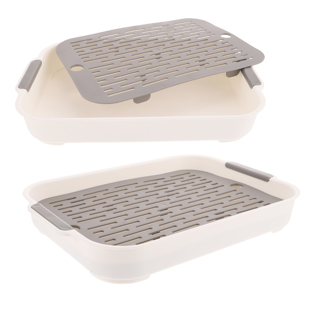 2Pcs Reusable White PP Litter Box for Guinea Pigs Rabbits Small Animal Toilet