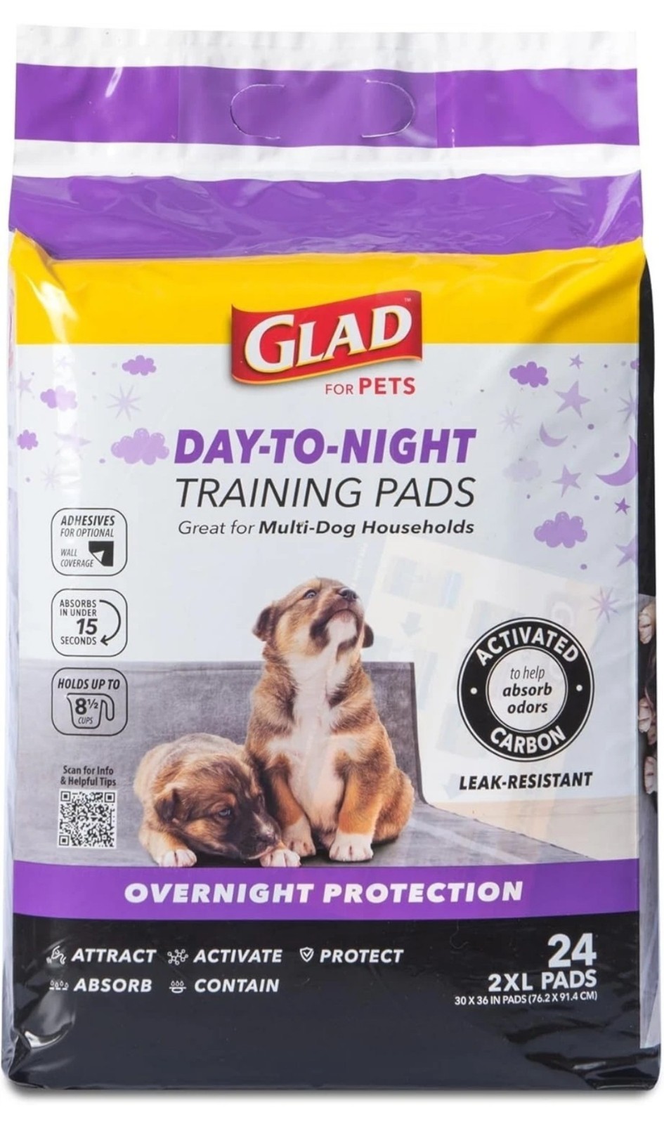 Glad For Pets Day to Night Activated Carbon Puppy Training Crate Whelp Pads Dogs