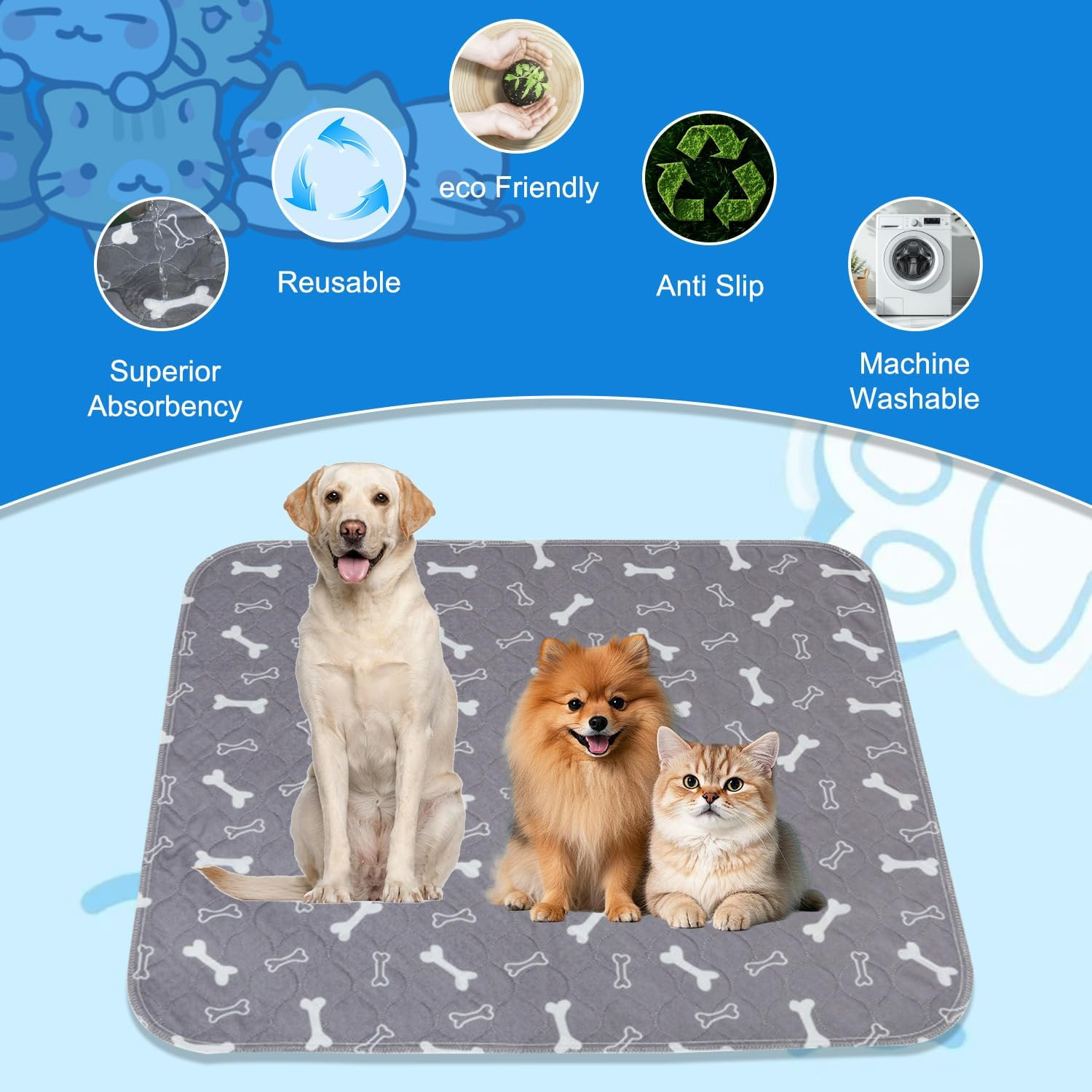 Puppypad Pee Pads, Reusable Puppy Pads with Pheromones, Durable Leak-Proof & Ant