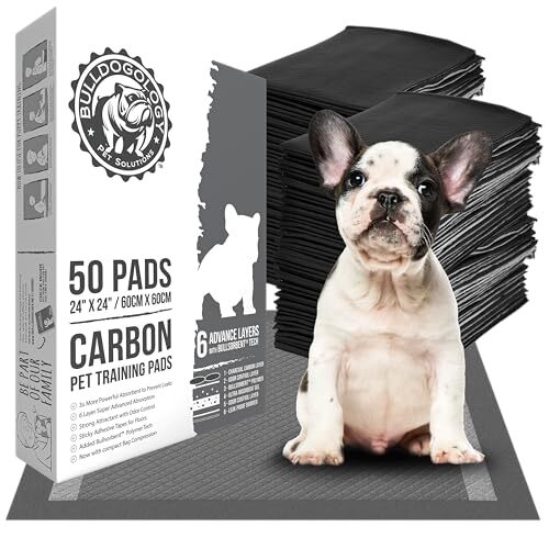 Bulldoglogy Carbon Black Puppy Pads with Adhesive Tape – Large Charcoal House…