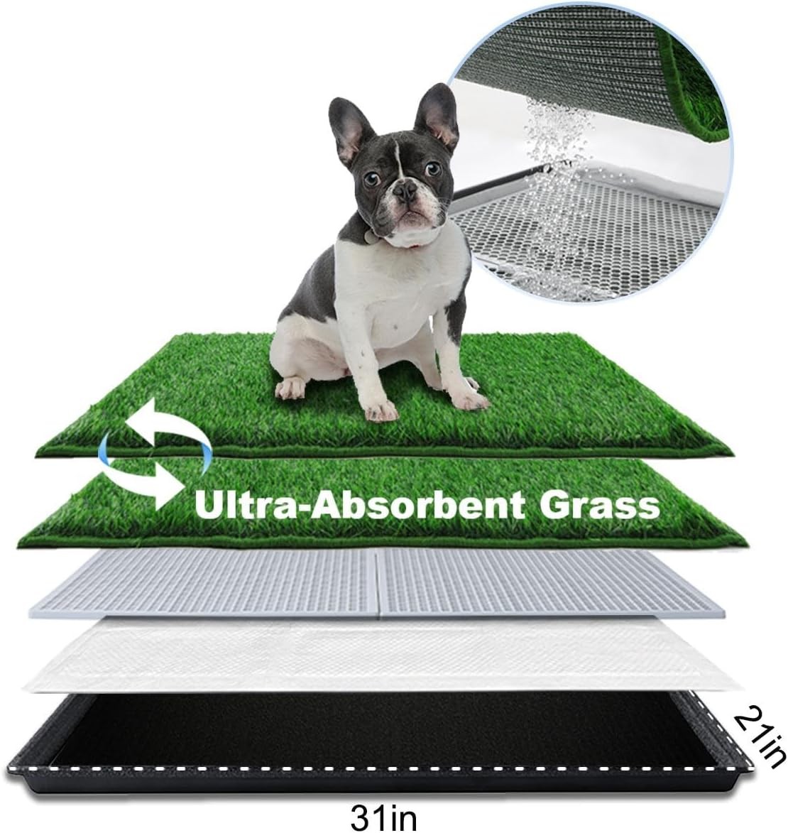 Medium-sized dog straw mat with tray, 31 inches x 21 inches