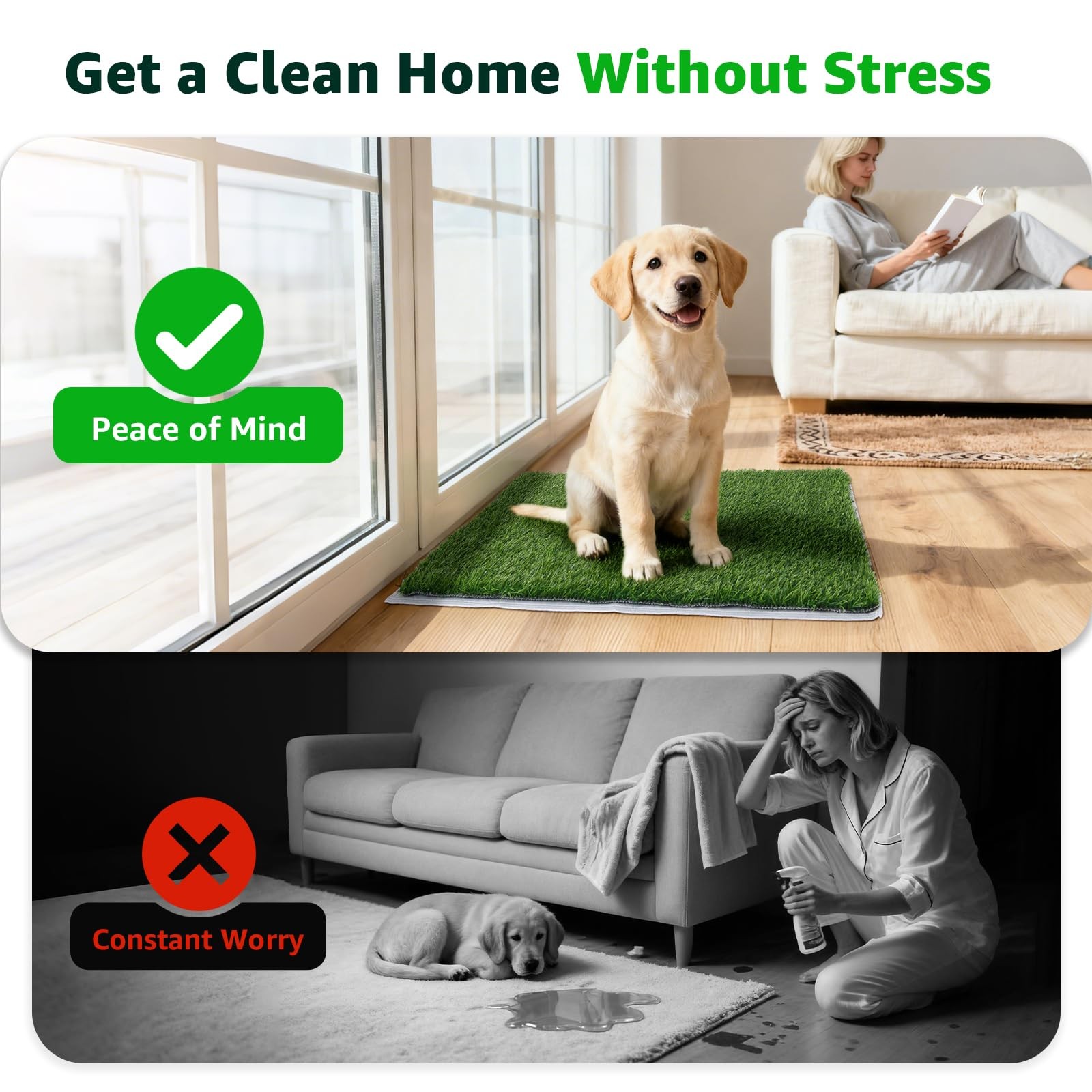 Artificial Grass Pad for Dogs Potty: Fake Grass for Dogs Puppy Potty Training…
