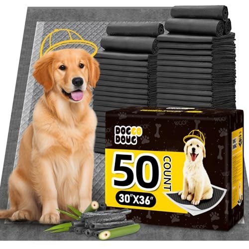 XXL Dog Pee Pads 30″x36″ – 50 Count Charcoal Puppy Training Pads, Super Absorben