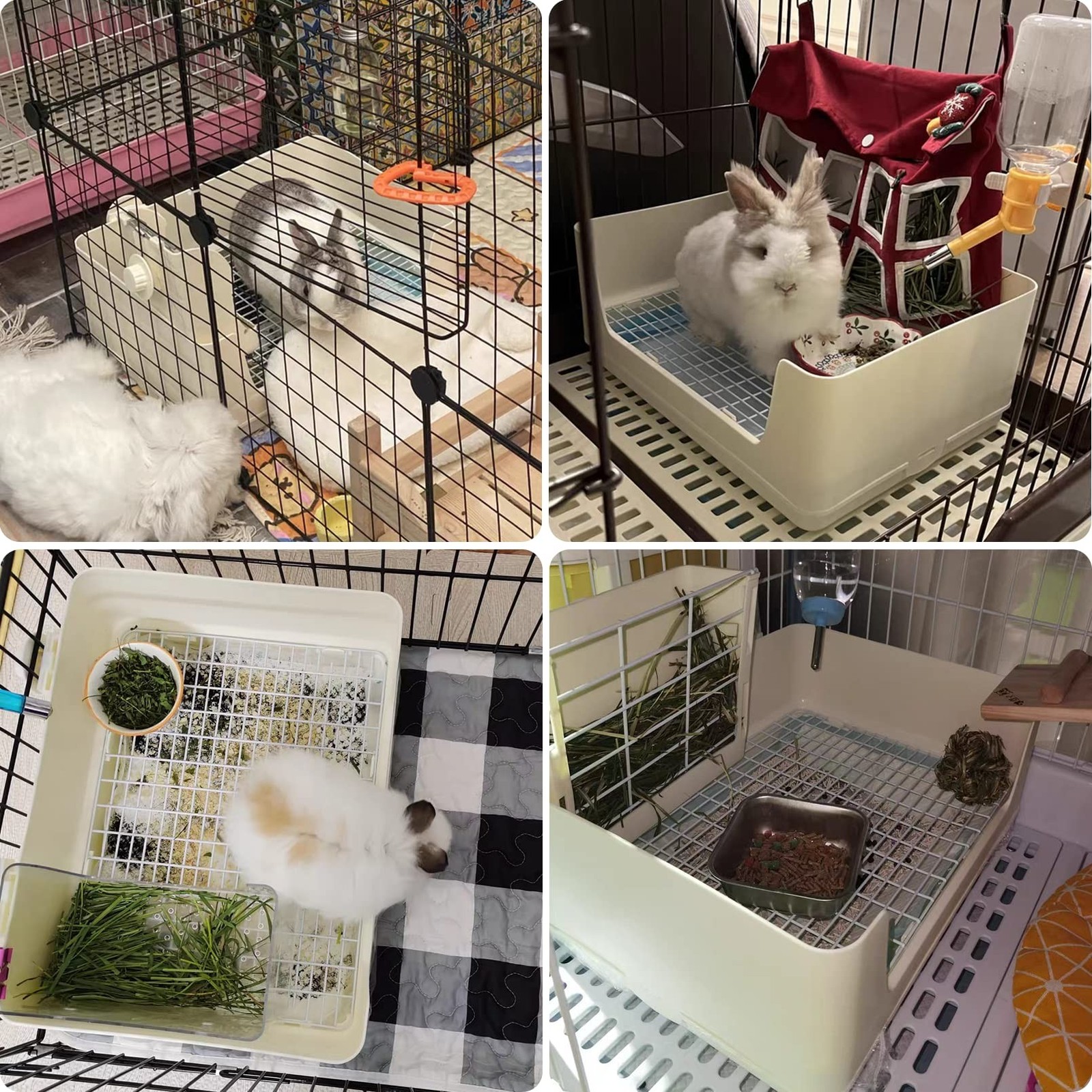 Fhiny Large Rabbit Litter Box for Cage, Plastic Guinea Pig Ltter Pan with 6 P…