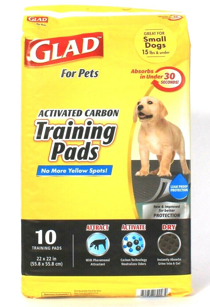 1 Bag Glad For Pets Activated Carbon 22″ X 22″ 10 Ct Small Dogs Training Sheets