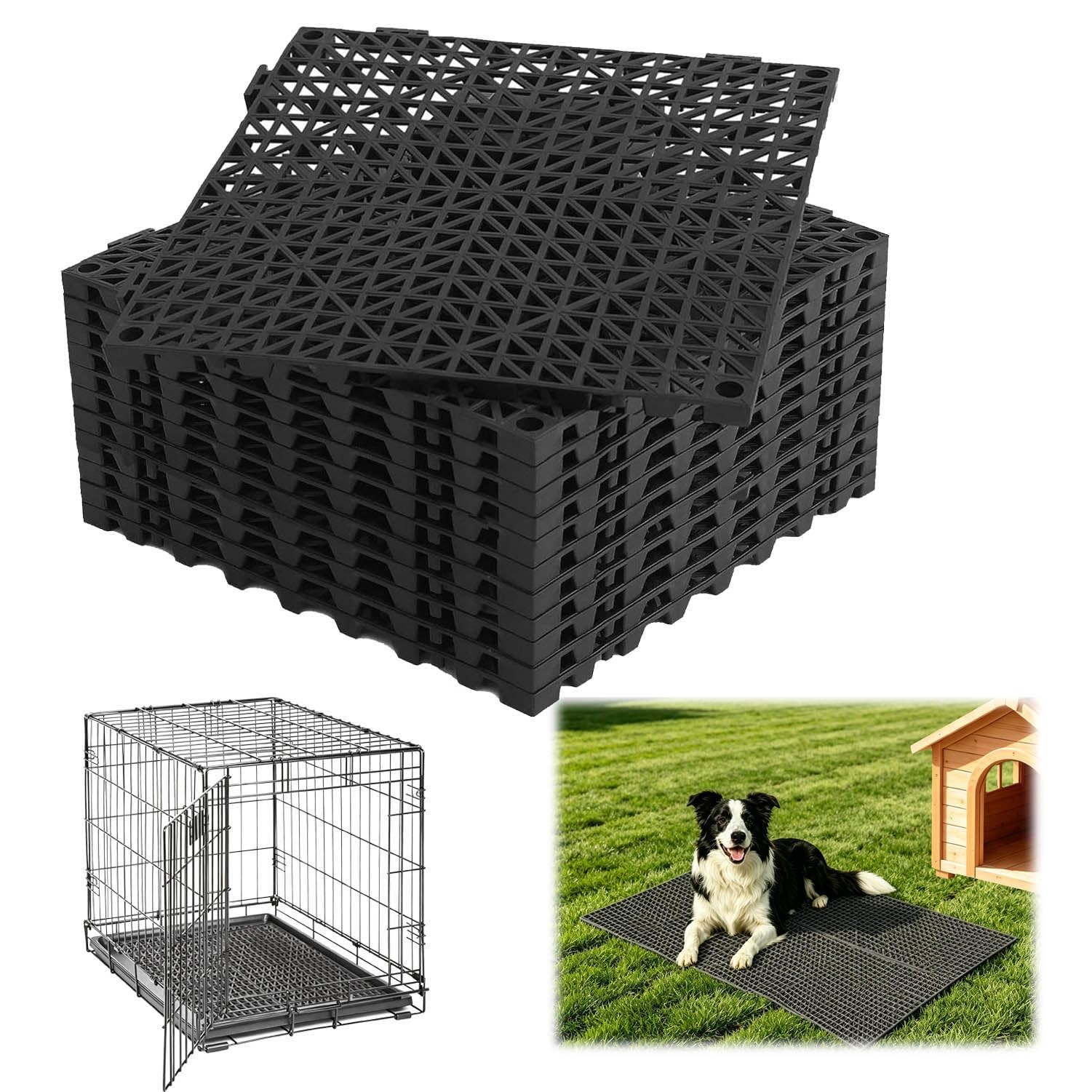 Chew-Proof Kennel Pad,Raised Grid Mat for Dog Crate Pan,Cut Freely