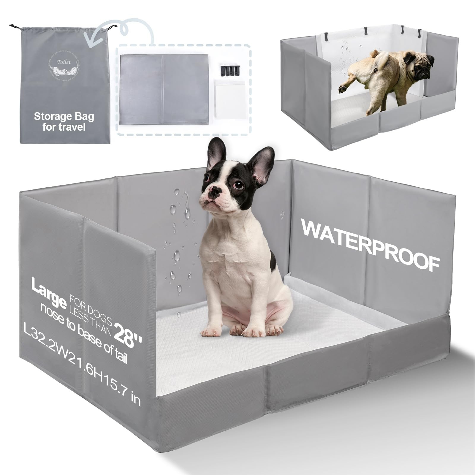 HQ4US 4LEGS Dog Litter Box, Pee Pad Holder Foldable, Indoor Dog Potty Tray fo…