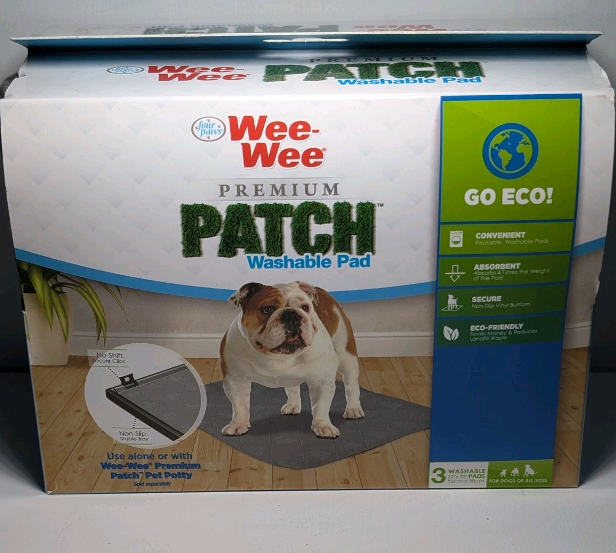 Four Paws Wee-Wee Premium Patch Washable Pads 3 Pack 22×23 Dog Potty Pad