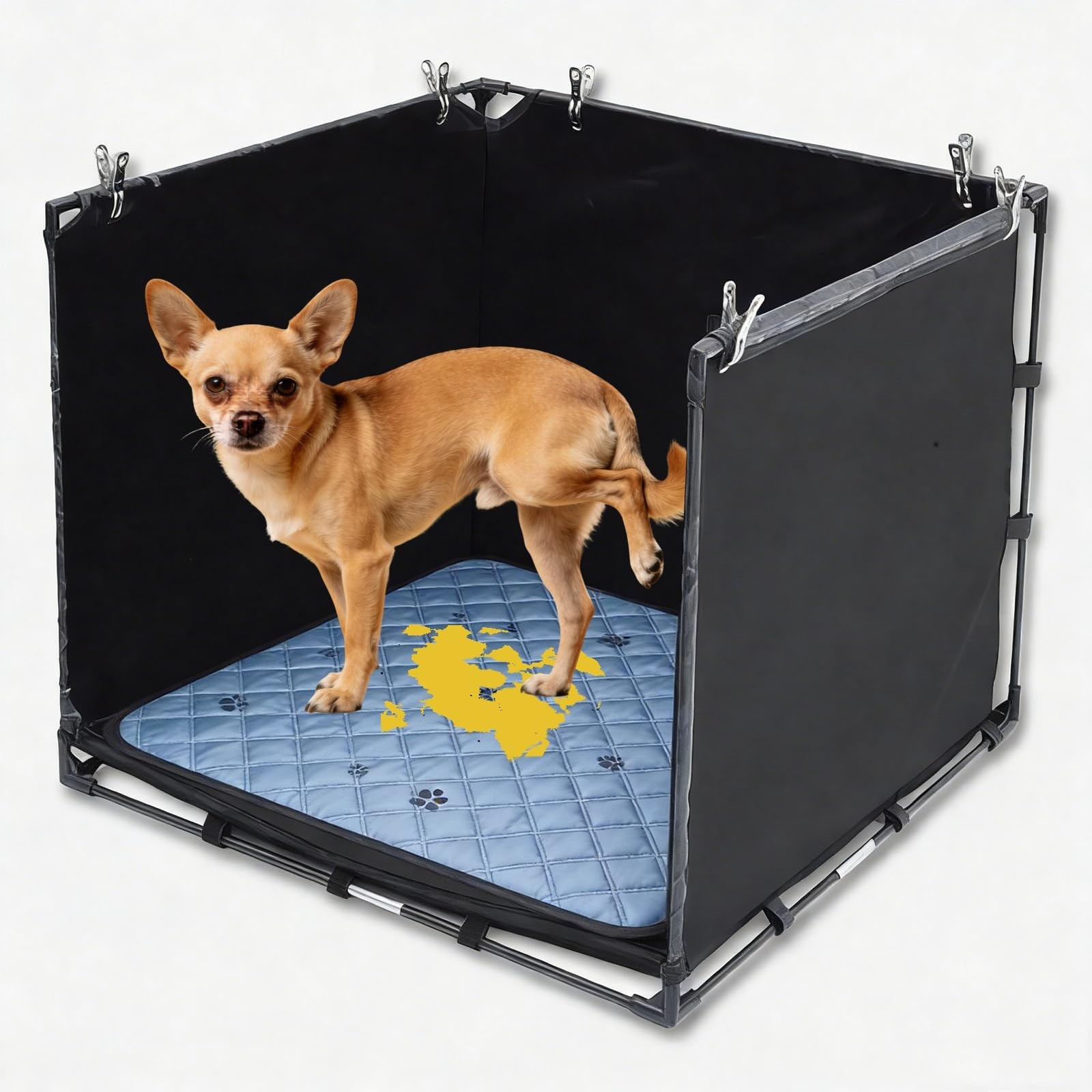 Washable Dog Pee Pad Holder Tray – Foldable Indoor Potty Station for Small Dogs,