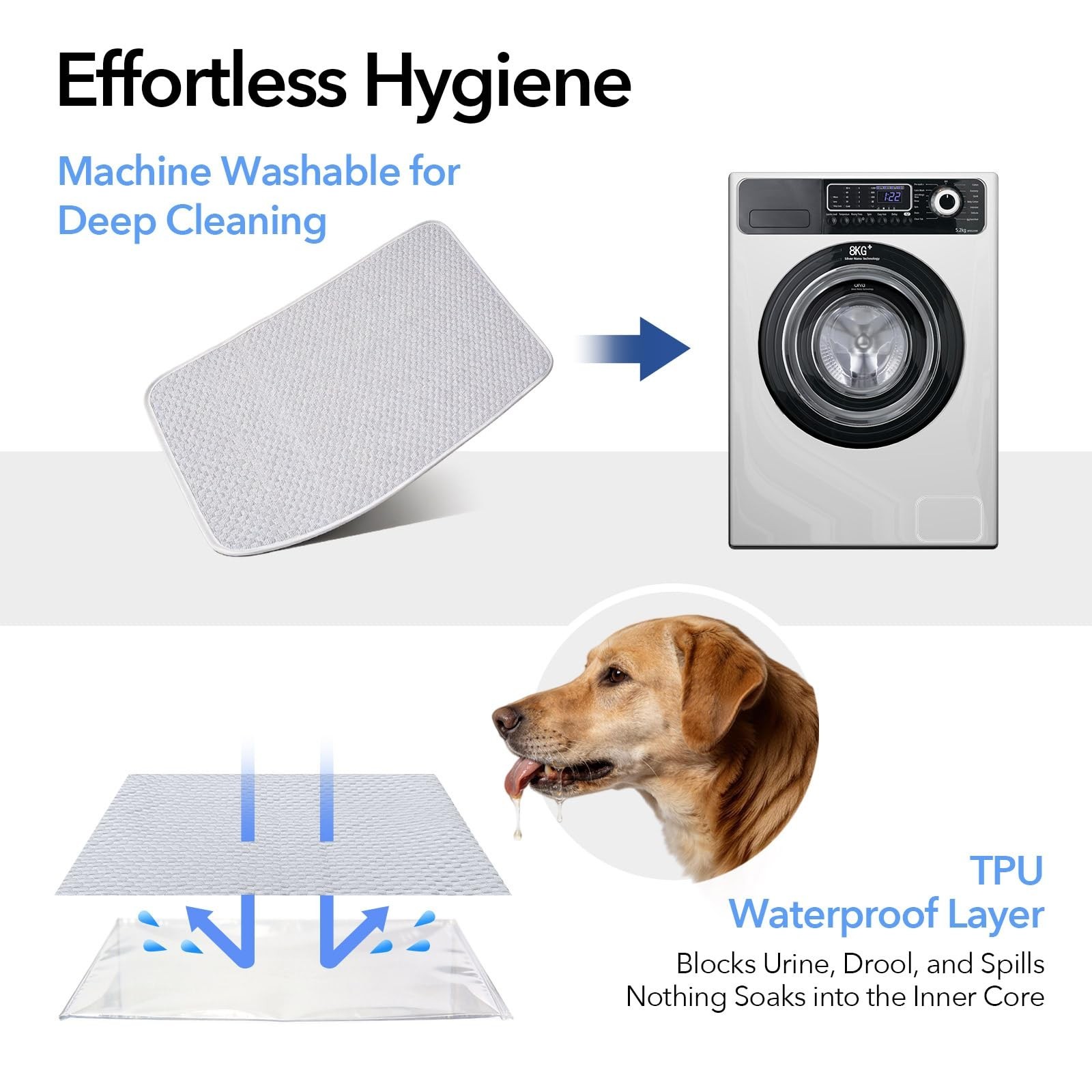 Dog Cooling Mat 46″x36″ Extra Large for Big Dogs, L | Chew-Resistant, Non-Sli…