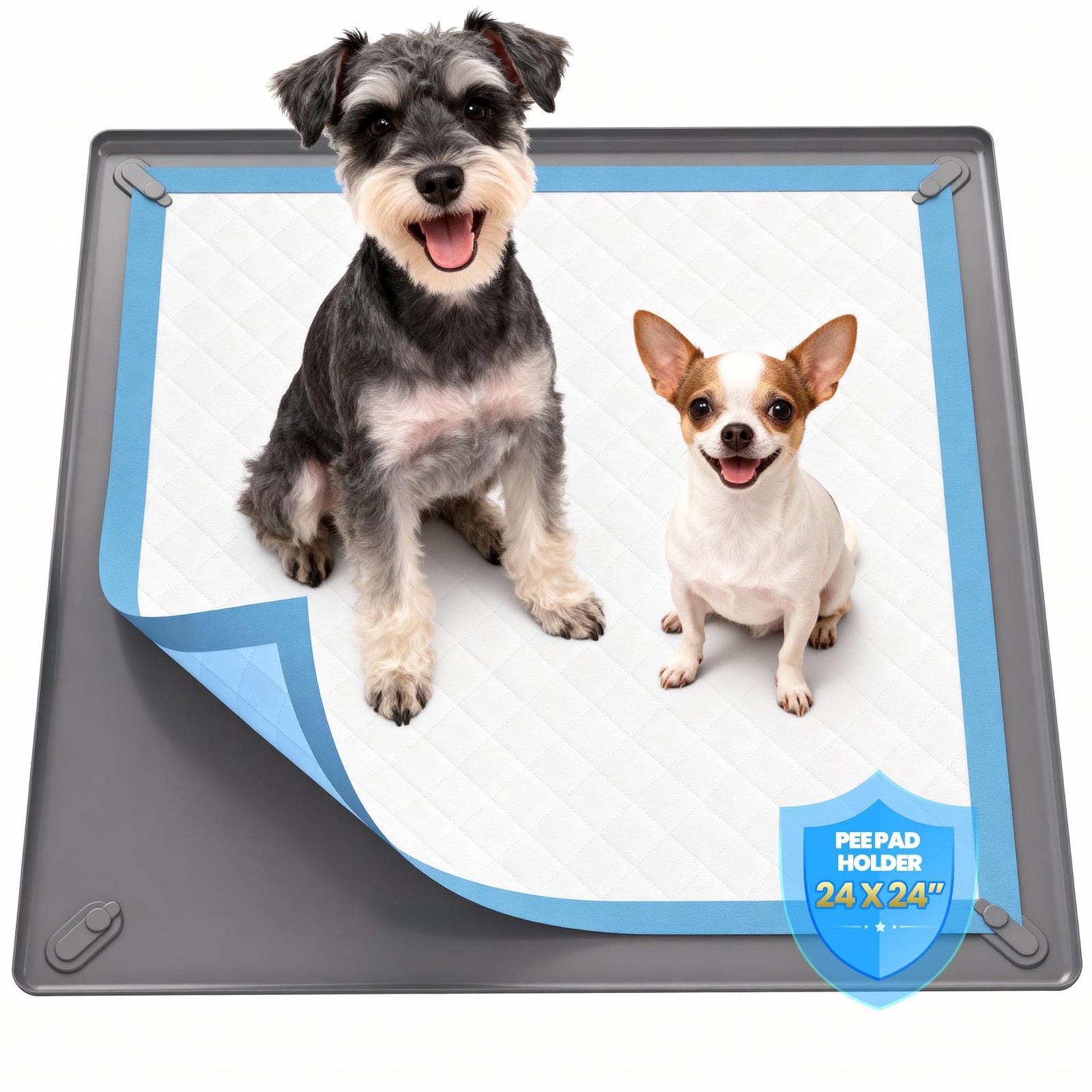 Pee Pad Holder for Dogs – 24″ x 24″ Non-Slip Silicone Puppy Potty Training Tr…