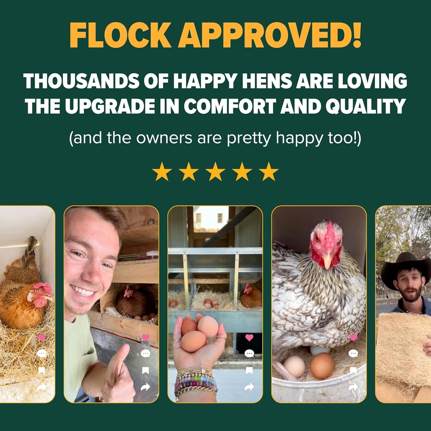USA Grown 13×13 Chicken Nesting Pads 10 Pack