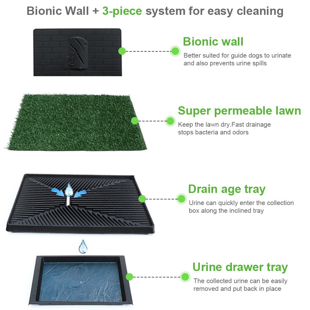Dog Potty Training Pet Pee Pad Artificial Grass Mat with Tray For Indoor Outdoor