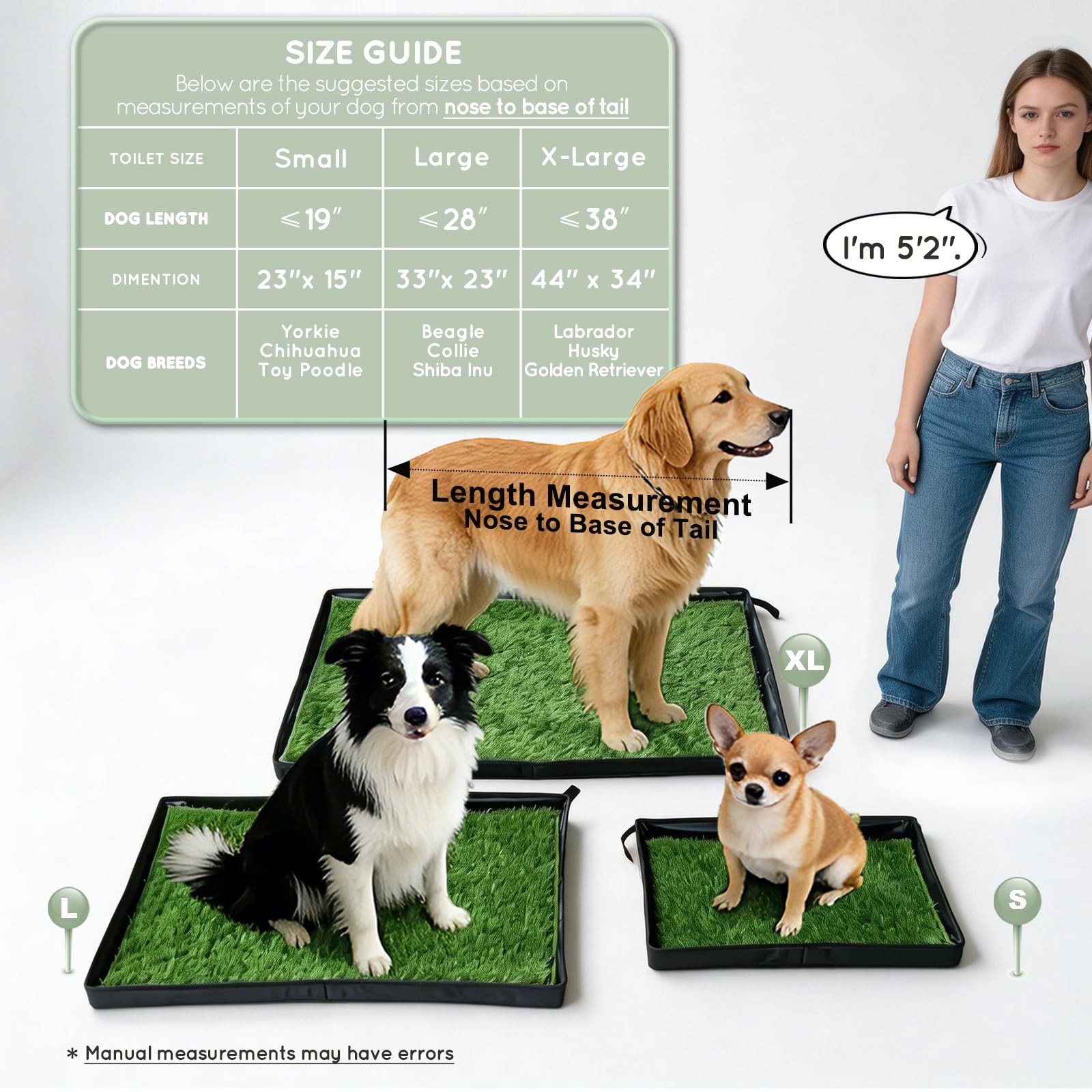 Dog Grass Pad Foldable Litter Box 2 PCS Reusable Pee Pads Potty Training