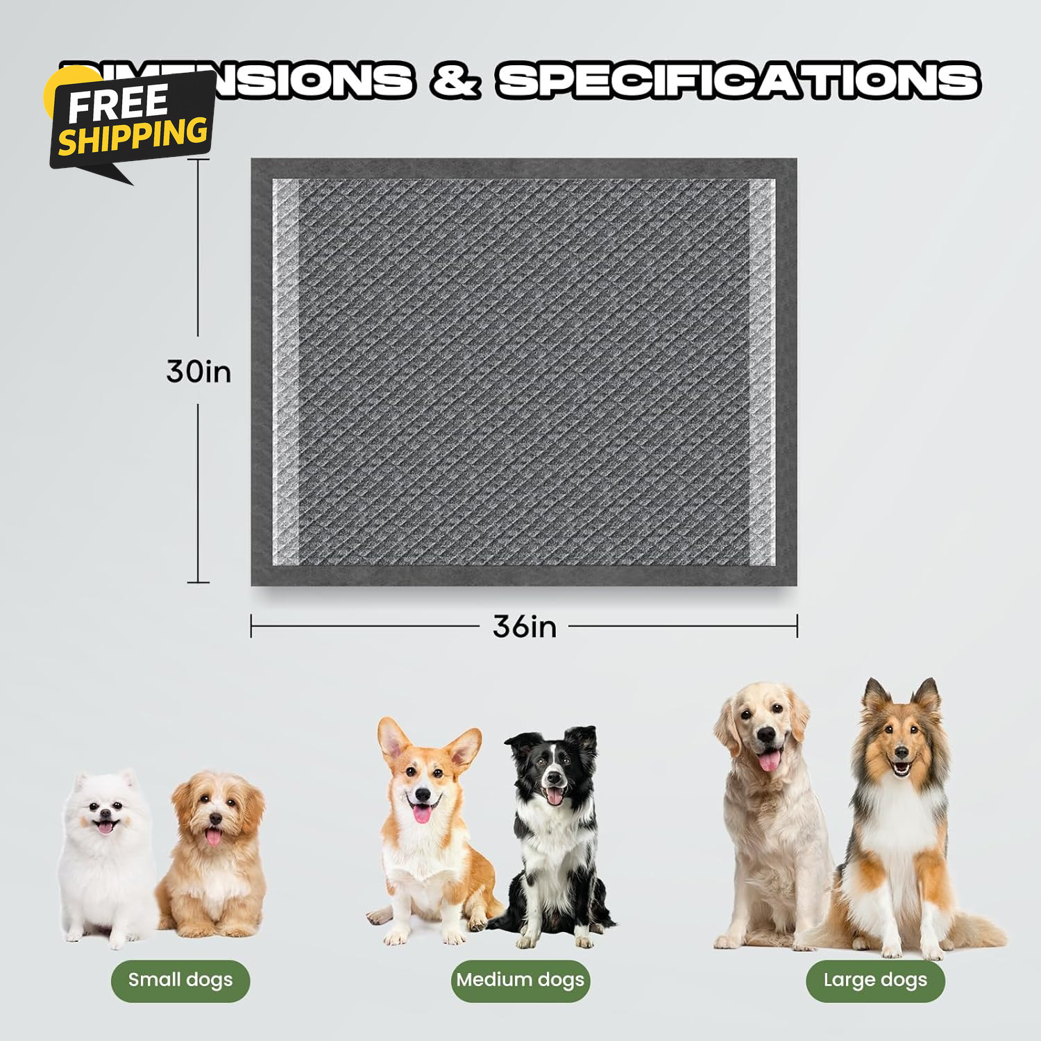 Dog Pee Pads for Dogs XXL 30″X36″ Charcoal Puppy Pads 50 Counts Extra Large Disp
