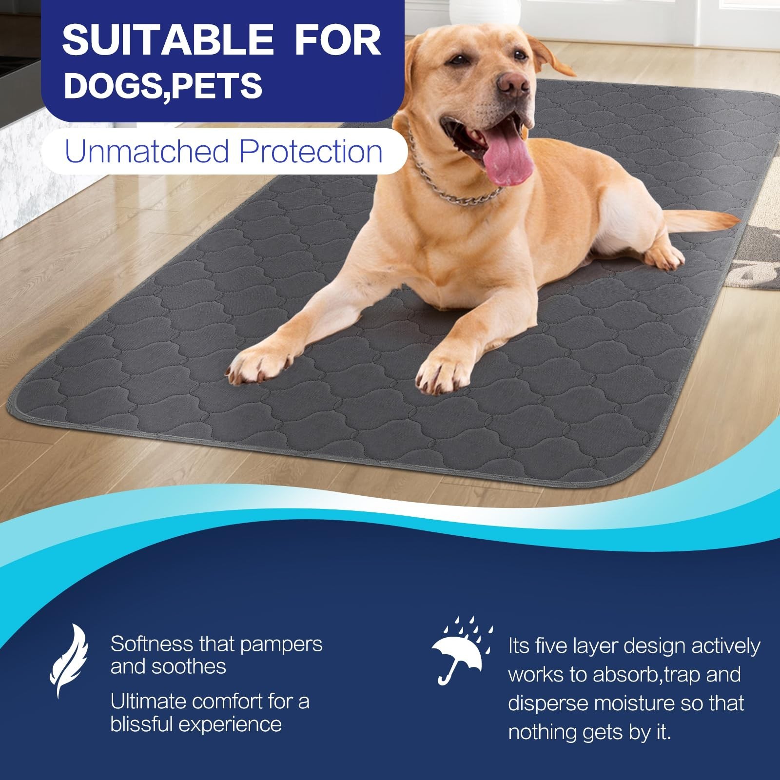 Hide Stains Extra Large Washable Bed Pads(36×72 Inch), Heavy Absorbent Waterp…