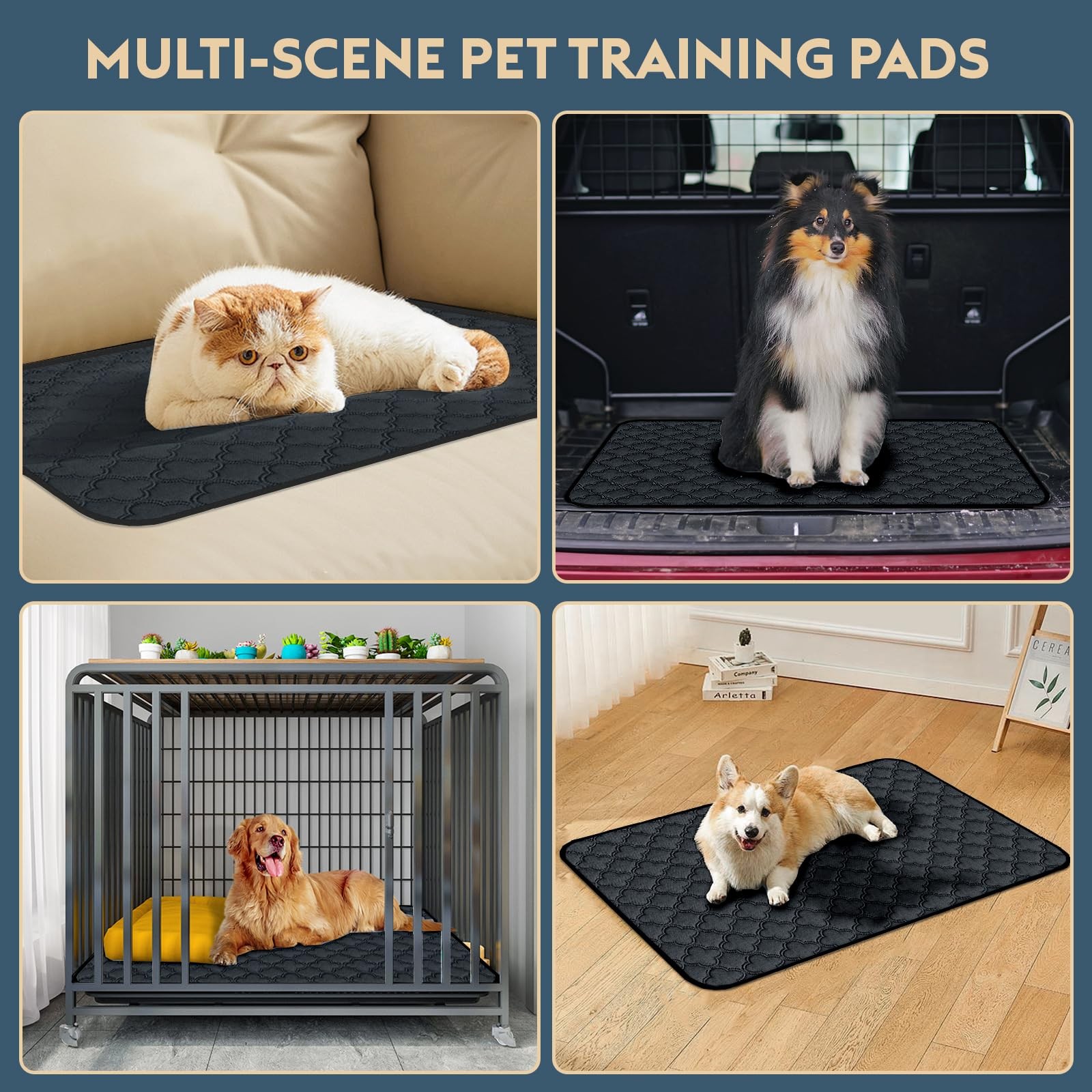 FunFurry Washable Pee Pads for Dogs – 4 Pack 18″ X 24″ – 4 Pack, Dark Grey