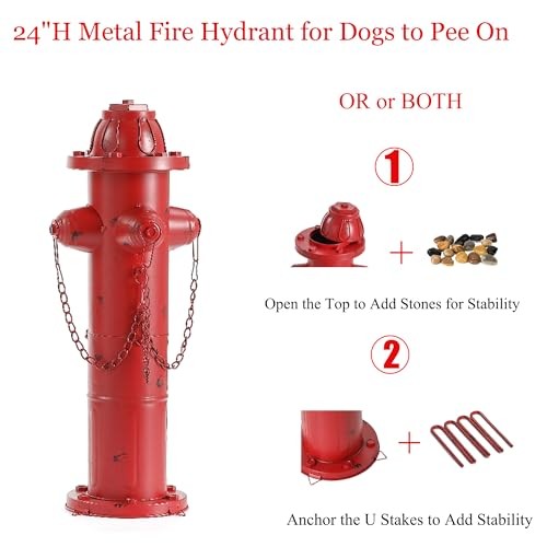 H Metal Fire Hydrant for Dogs to Pee On, M to L Dog Fire Hydrant Pee Post 24″