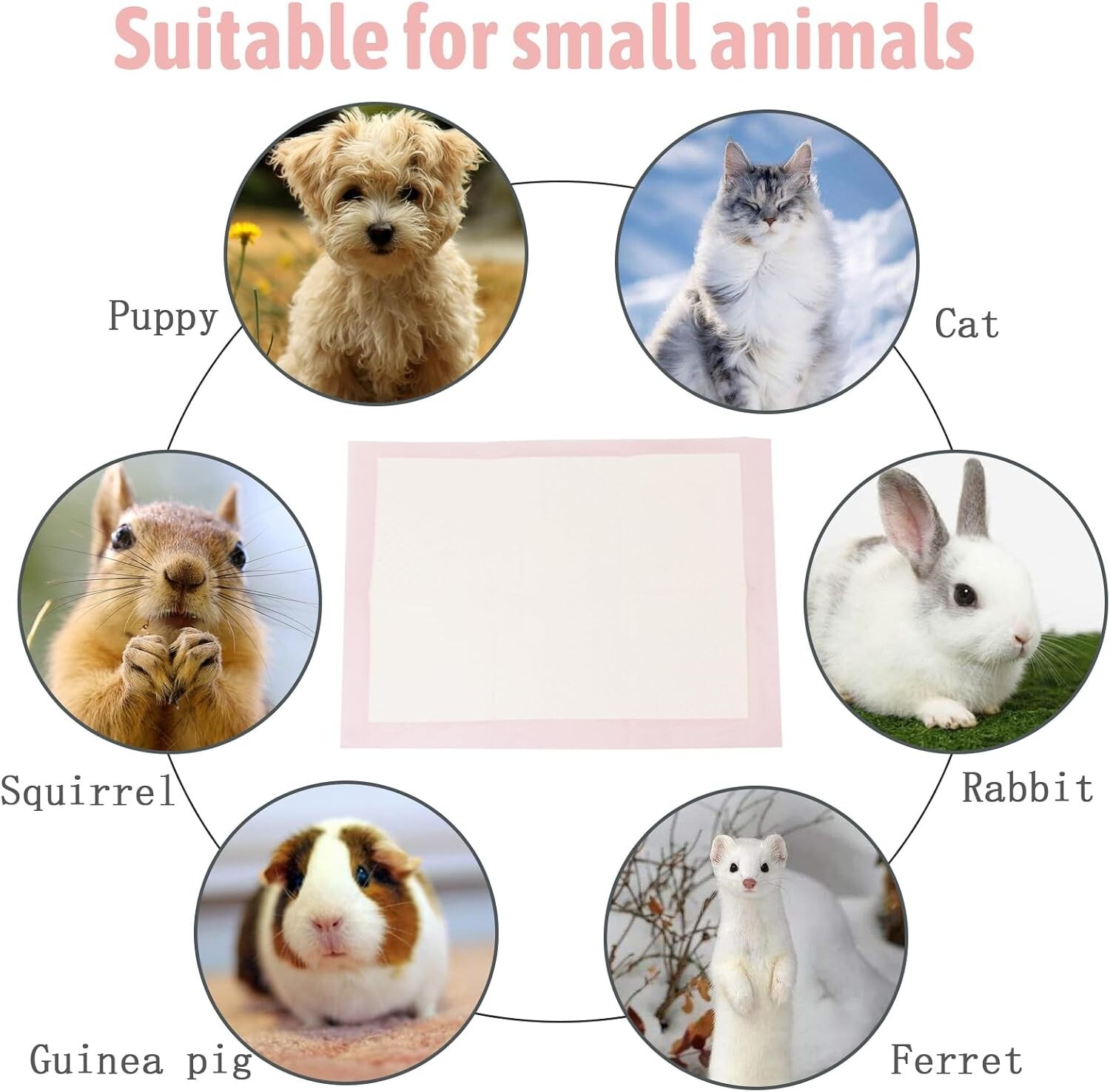 100 Pet Pads for Dogs Ultra-Absorbent Puppy Training Underpad Scented Pink Small