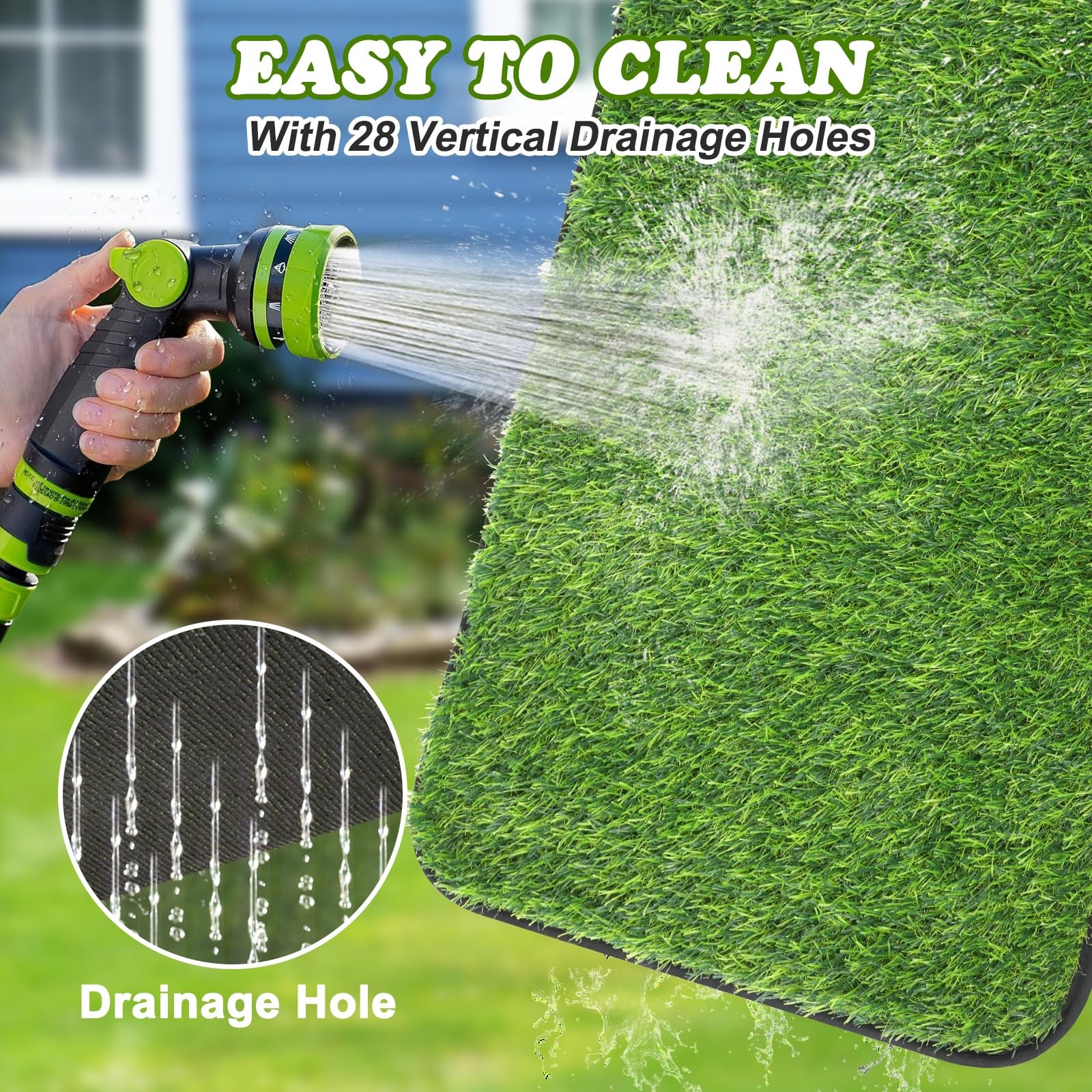 Artificial Grass Mat, Dog Grass Pee Pads, Fake Grass Pad for Pets Potty Train…