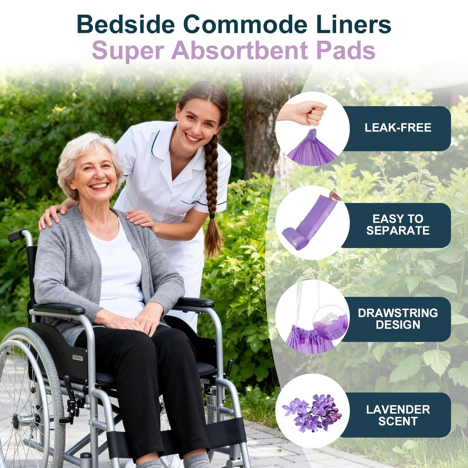 Bedside Commode Liners with Absorbent Pads – 100 Count Disposable Commode Bag…