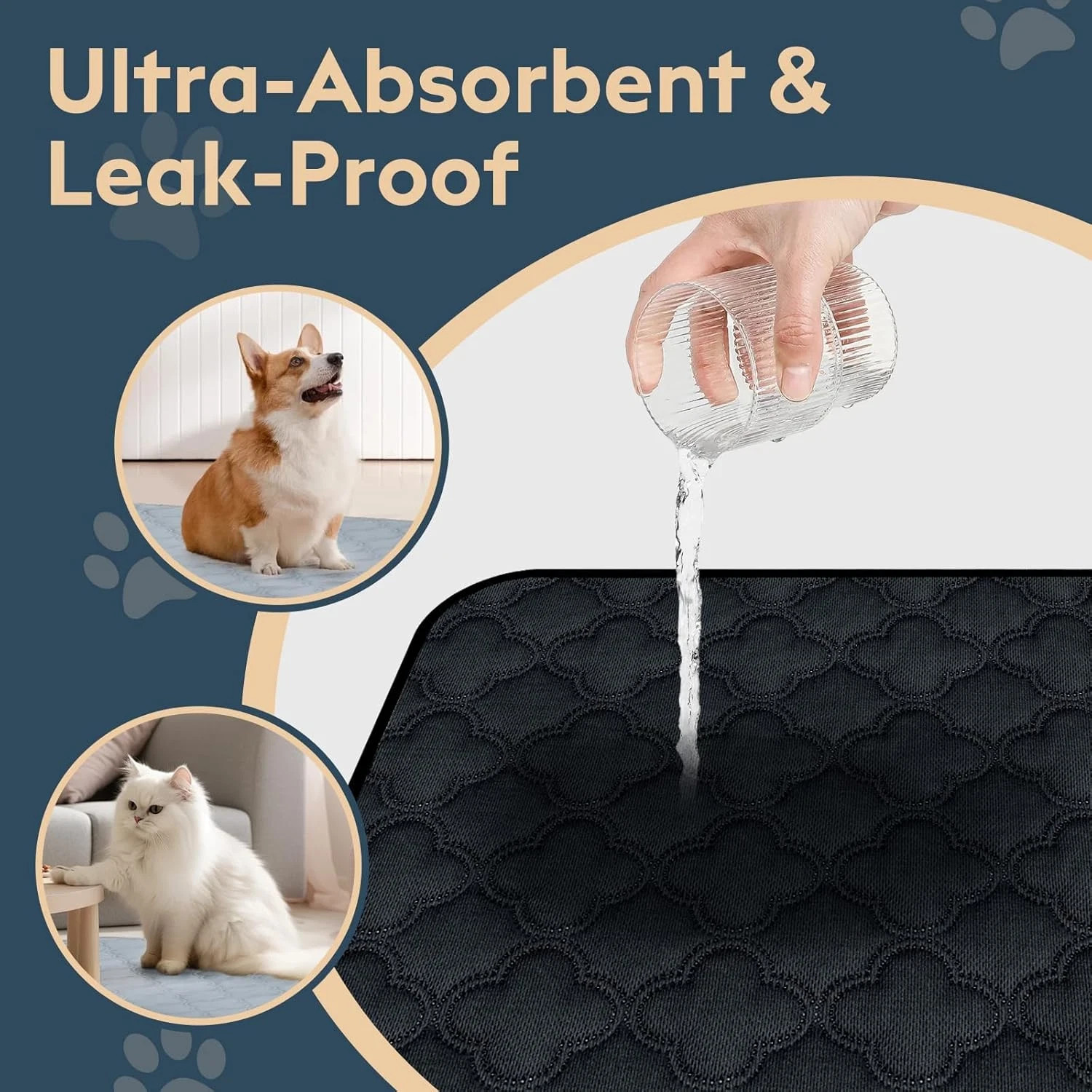 Washable Pee Pads for Dogs – 4 Pack Reusable Pee Pads，Waterproof Puppy Pads，Pet