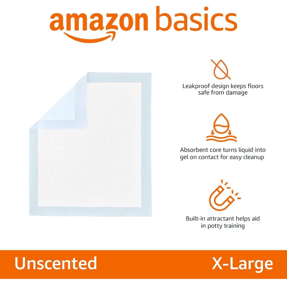 Dog and Puppy Pee Pads 5-Layer Leak-Proof X-Large 28×34 40 Count Blue & White