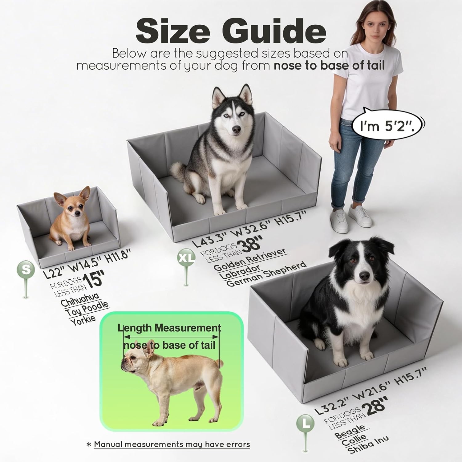HQ4US 4LEGS Dog Grass Pad with Tray Foldable Dog Litter Box High Walls, Odor Fre