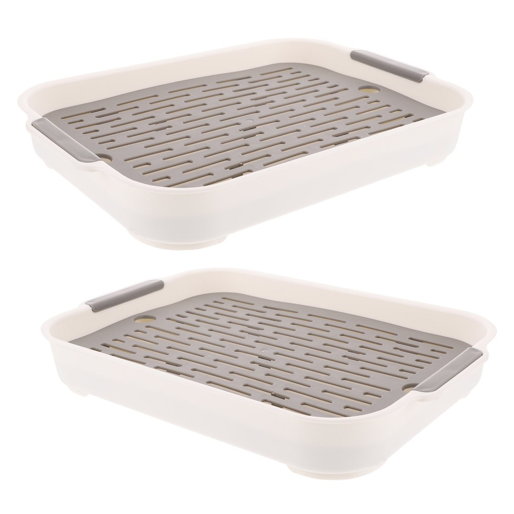 2Pcs Large Capacity Small Animal Litter Box White Bunny Toilet with Antisplash