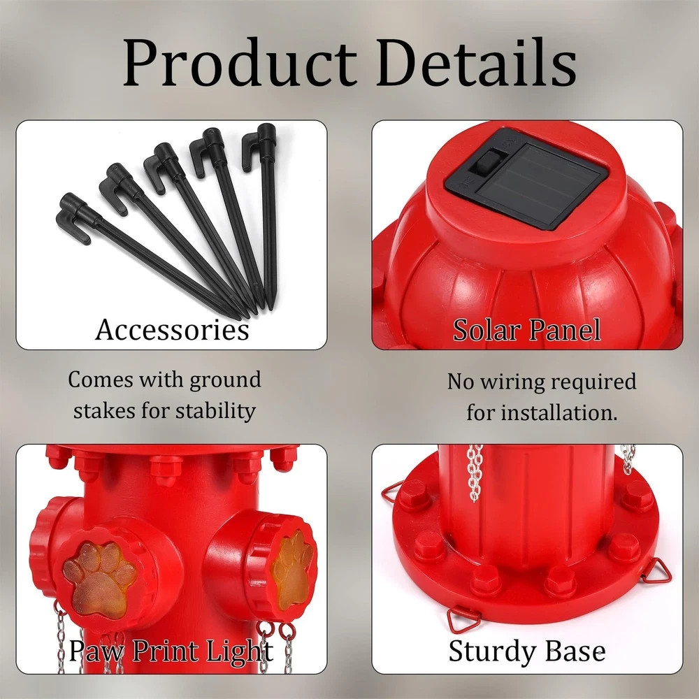 Solar Dog Fire Hydrant Pee Post with Glowing Paw Print, Fire Hydrant for Dogs…