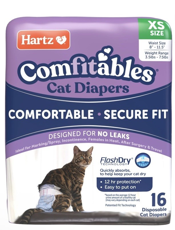 Hartz Comfitables Cat Diapers XS 16 ct – Disposable Leak Protection
