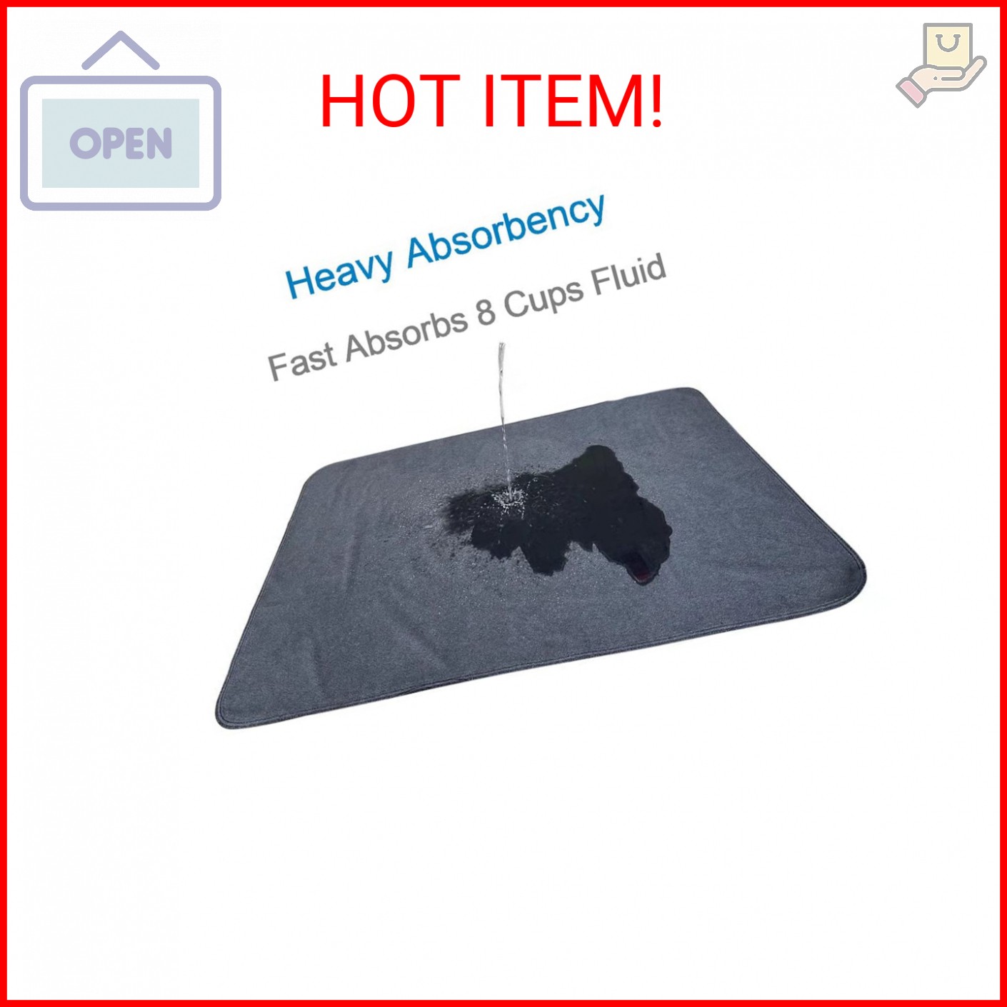 Peepeego Non-Slip Dog Pads Extra Large 72″ x 72″, Washable Pee Pads with Fast Ab