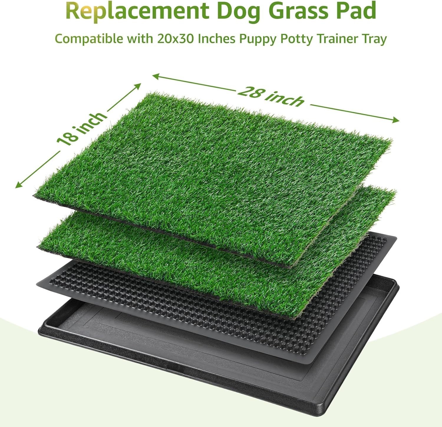 Dog Grass Pee Pads – 2 Pack 18×28 Inch Artificial Grass for Indoor & Outdoor Use