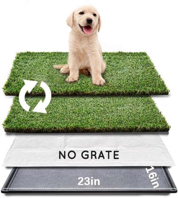 Dog Grass Pad with Tray Small Size 2 Artificial Grass Pee Pads Less Stink