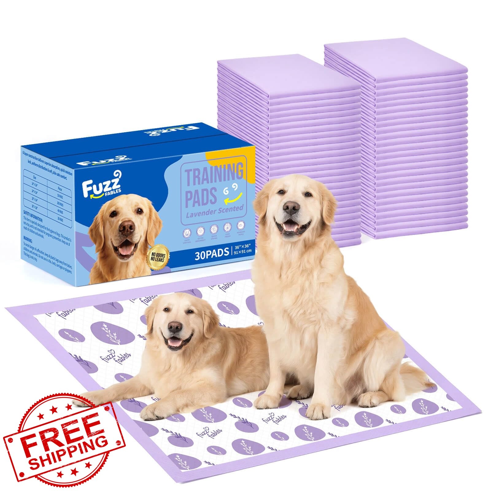FuzzFables Dog Training Pads 36x36in-30Ct