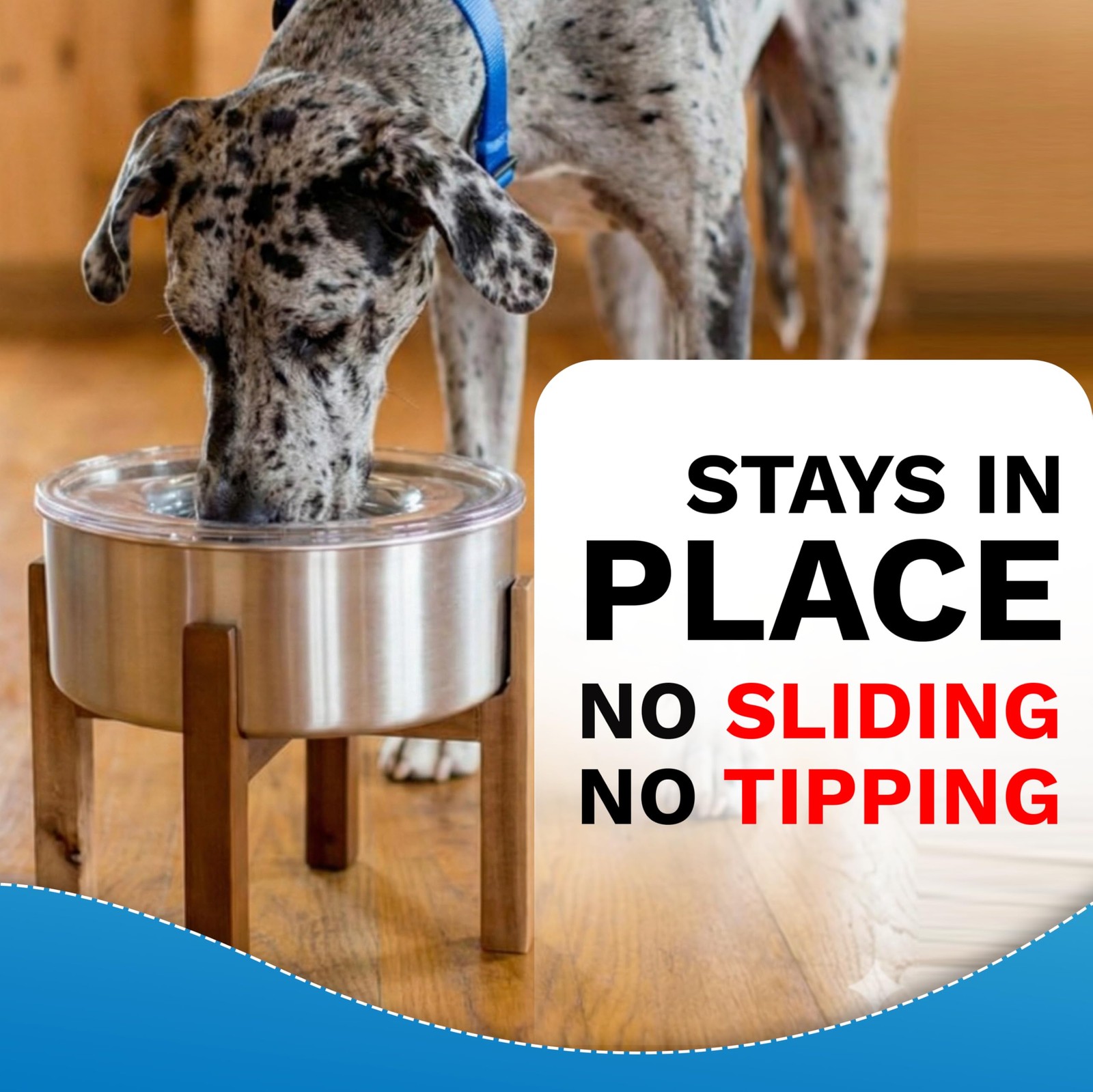 Slopper Stopper Elevated Single Wooden Dog Bowl Stand – Easy 8 Inch, Brown