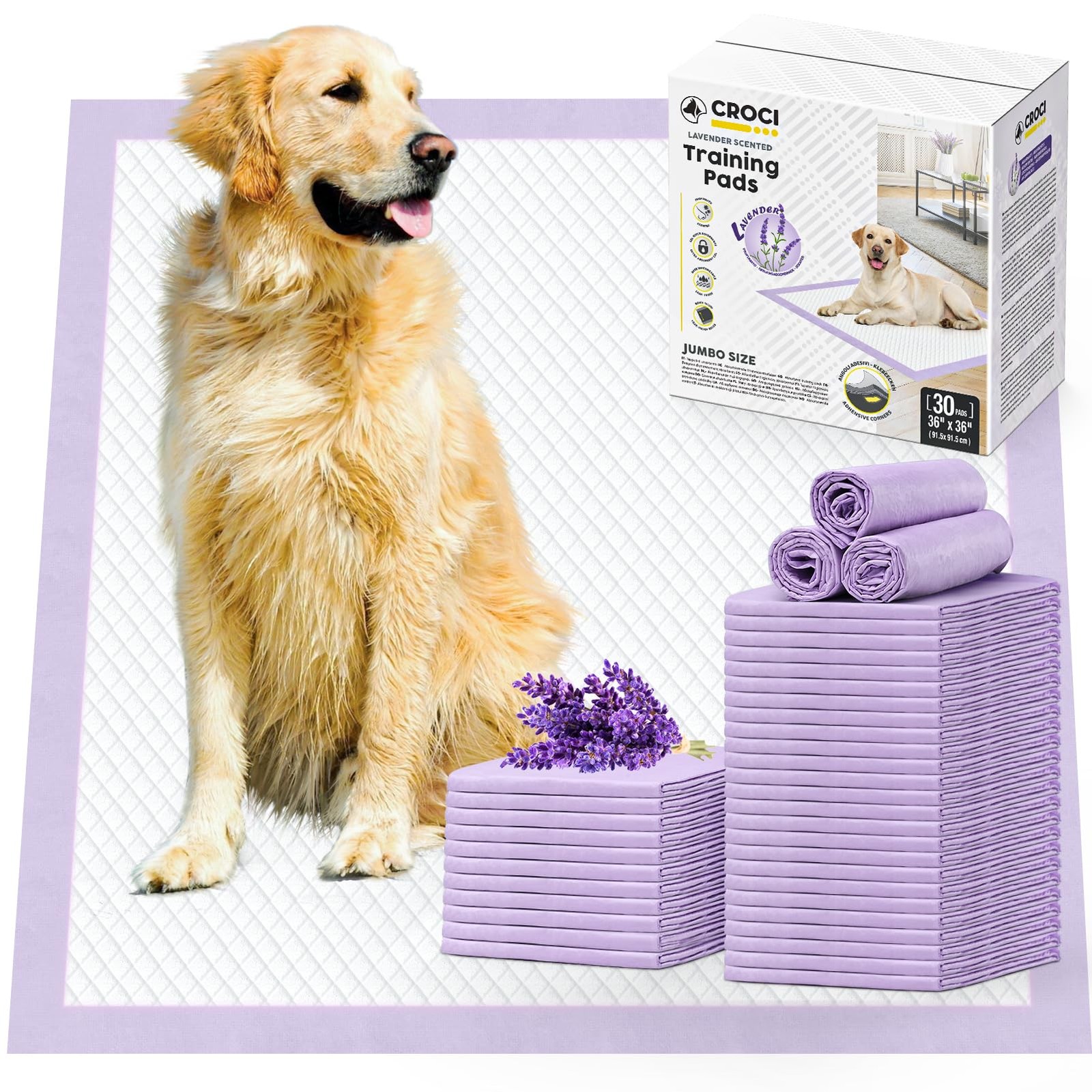 Dog Pads Extra Large 36x36in, Super Absorbent Up to 11 Cups, 30 Counts – Ideal