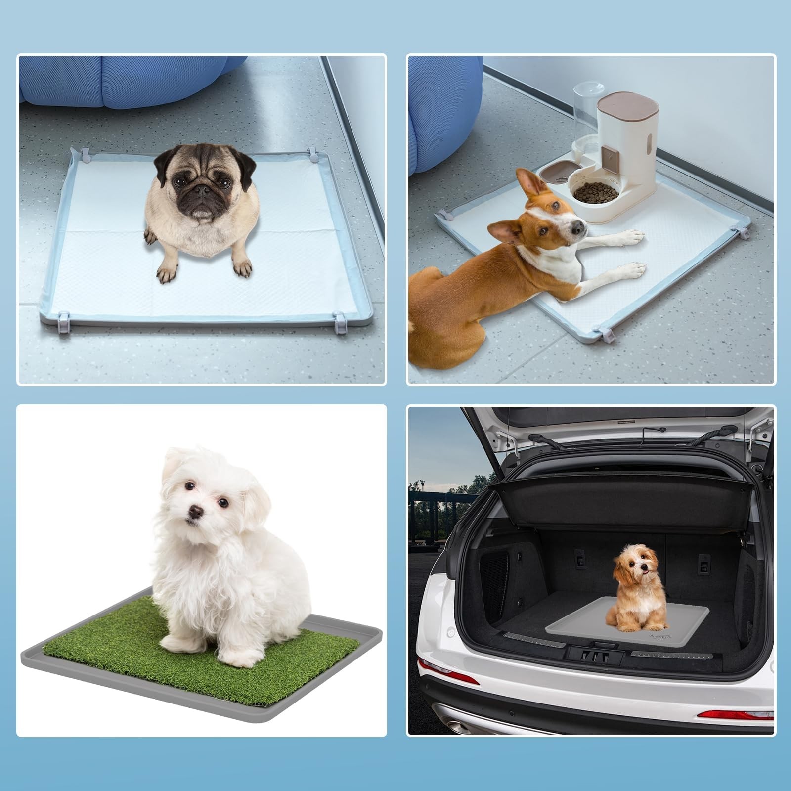 Pee Pad Holder, Fits Up to 24″ x 24″ Training Pads, Silicone Non-Slip Dog Pot…