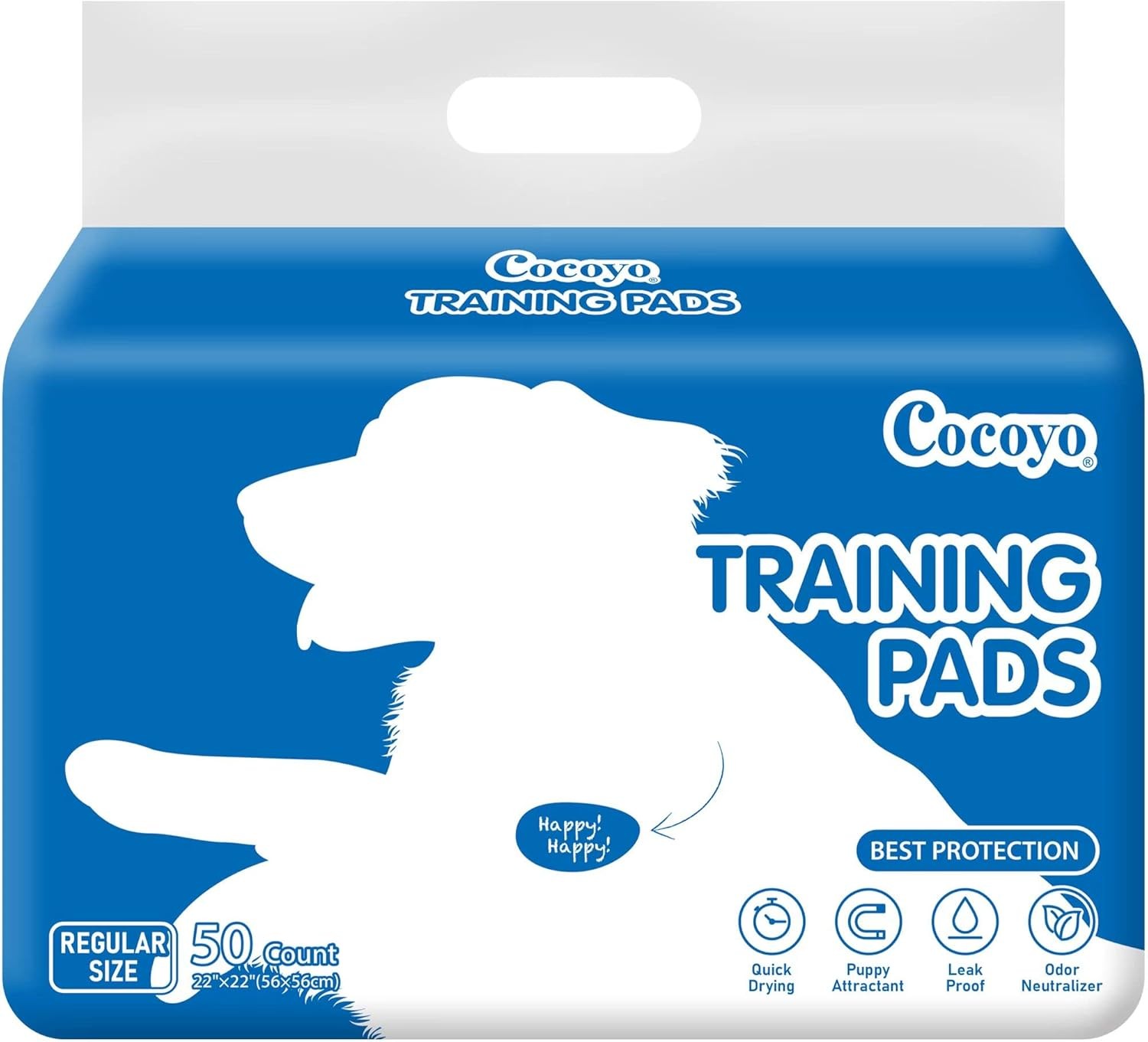 COCOYO Best Value 22″x22″ Dog Training Pads 50 Count | Pee 22 x 22, White
