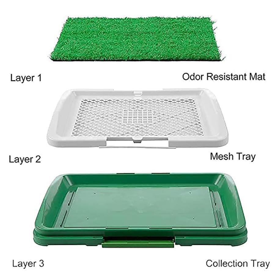 Pet Dog Grass Pad with Tray,outdoor and Indoor Potty System Dog Litter Box Toile